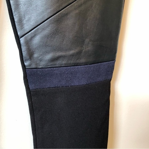 Club Monaco Moto Faux Leather Suede Spandex Full Length Leggings Pants Black - Picture 10 of 12
